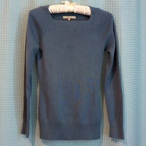 NWOT Sz S RW&Co French blue square neck sweater